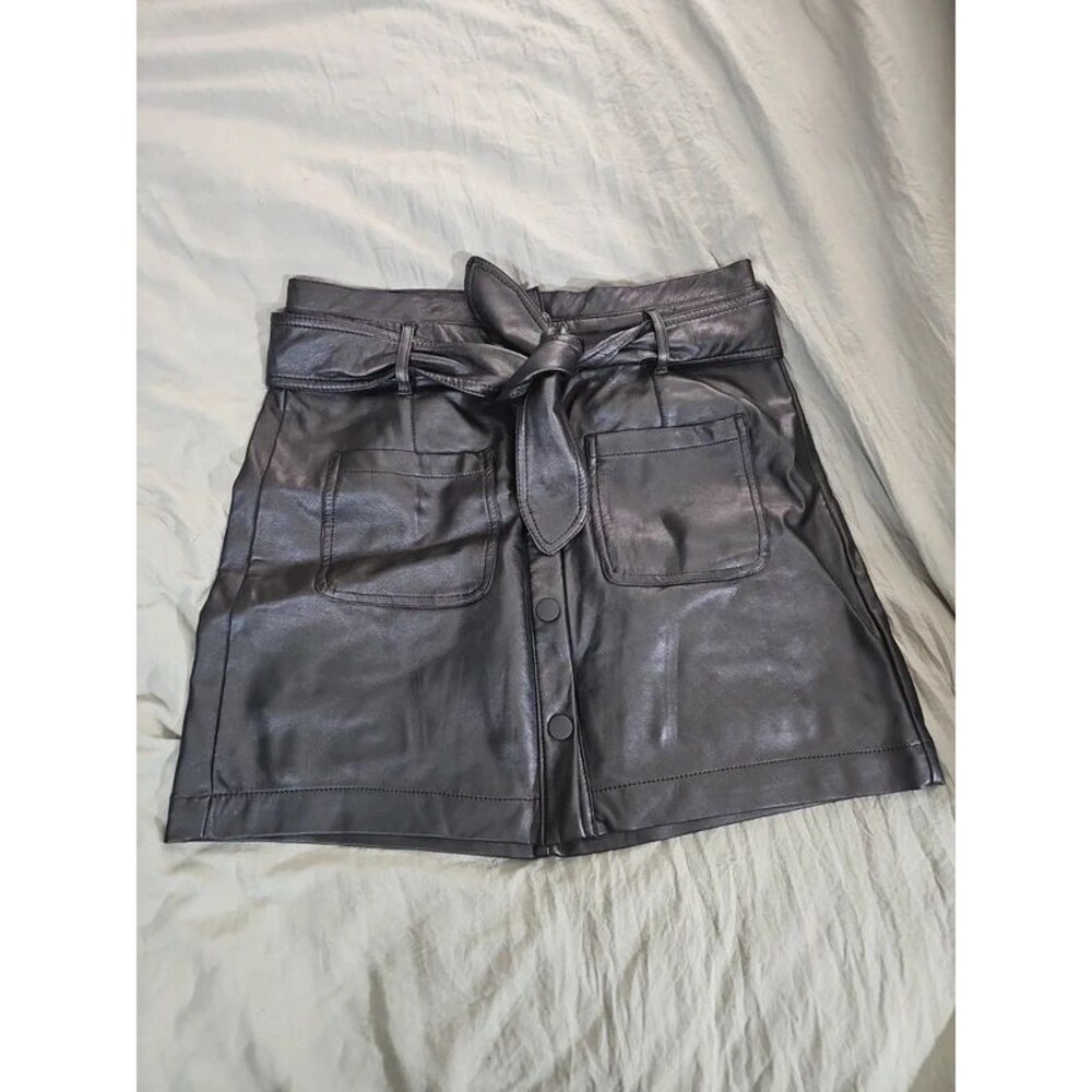 Tgla vegan black leather skirt